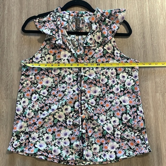 Anthropologie Women Tank Top Medium Black & Pink Chalmers Floral Cottagecore - Picture 13 of 16